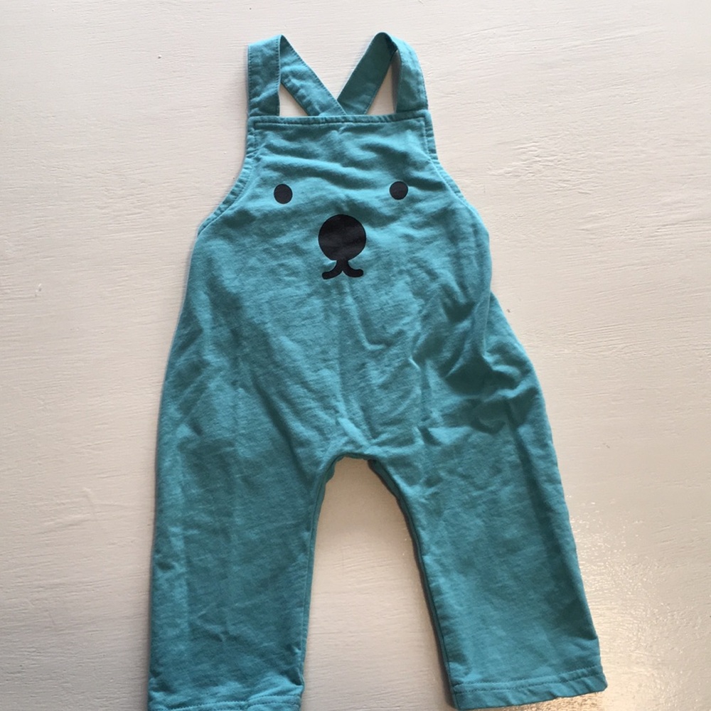 Mint Green bear overalls size 12 month